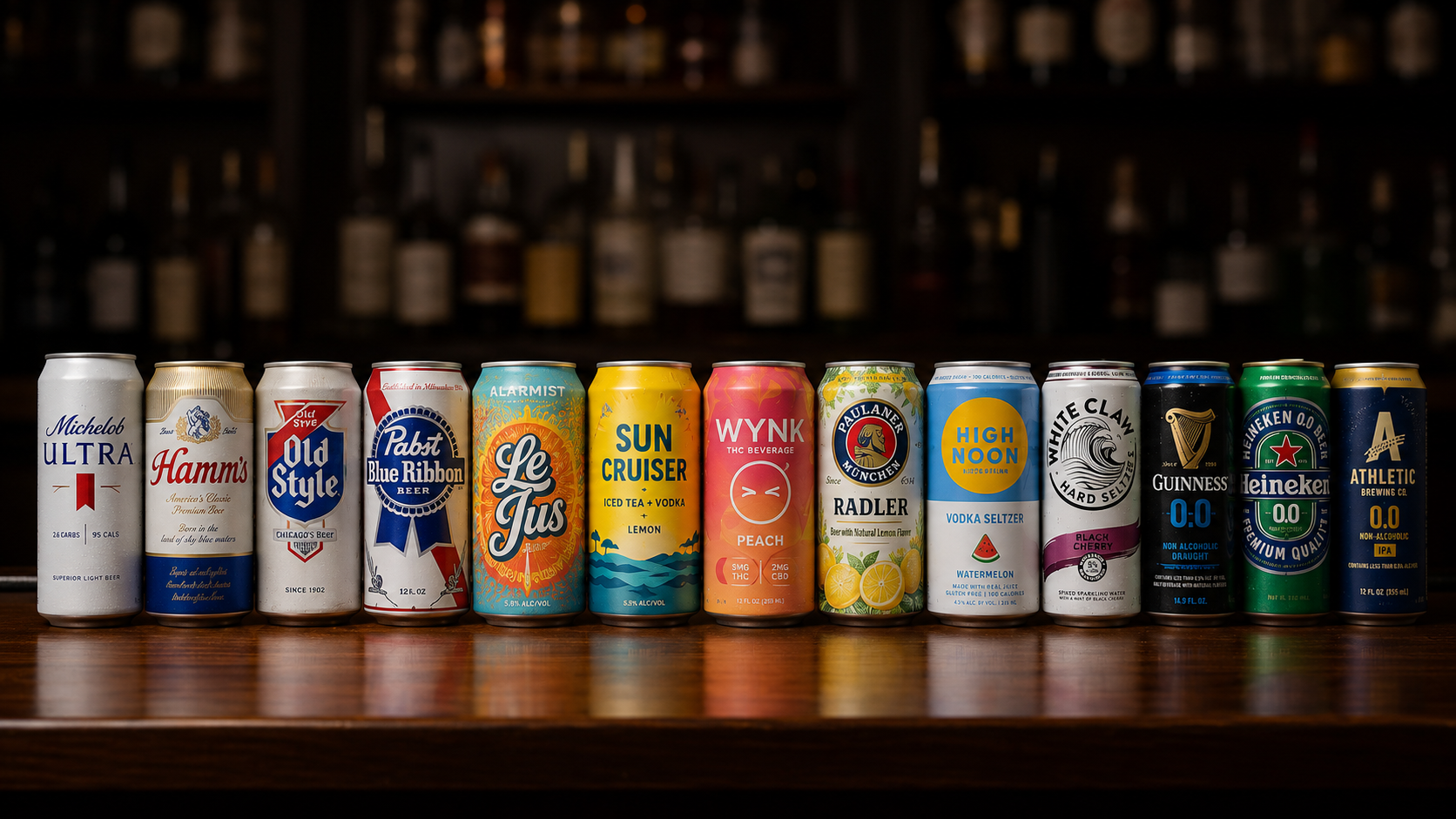 Assorted cans lineup