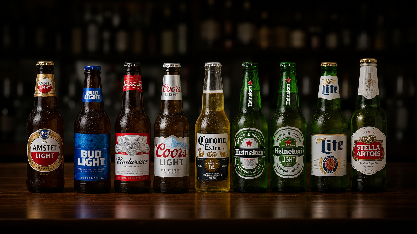 Beer bottles lineup
